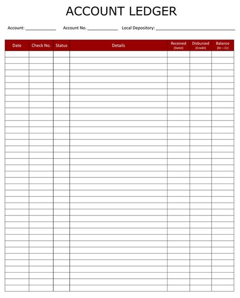 Printable General Ledger Sheet Template | Budget sheet template, Budget spreadsheet template ...