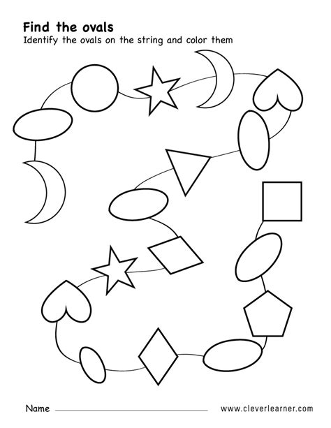 Free oval shape activity worksheets for preschool children