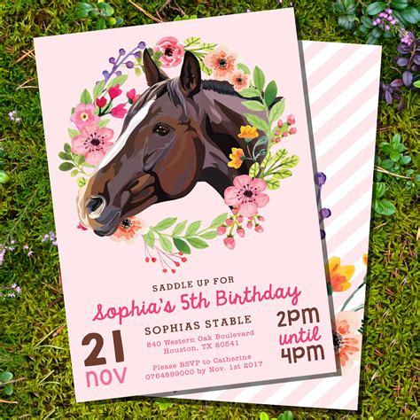 Horse Party Invitation Horse Birthday Party Invitation | Etsy