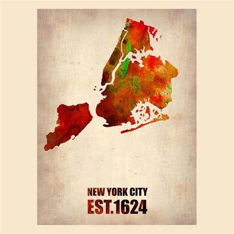 New York City Watercolor Map 2 Duvet Cover for Sale by Naxart Studio