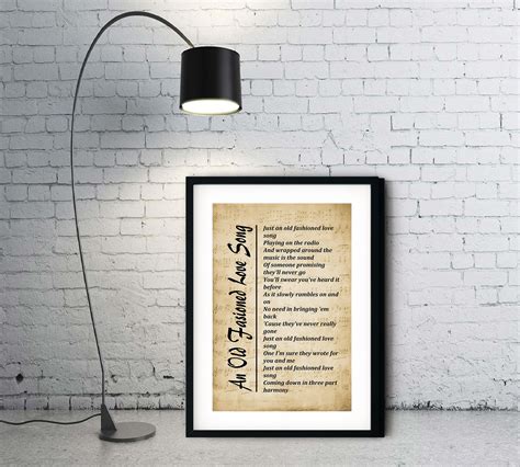 An Old Fashioned Love Song Lyrics Print Wall Art Print | Etsy