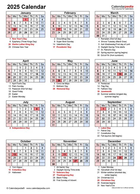2025 Calendar - Free Printable PDF Templates - Calendarpedia