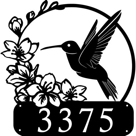 Customized Address Number Hummingbird Metal Sign, Steel Door Hanging, Custom Metal Signs Outdoor ...