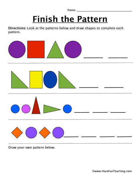 Finish the Pattern Worksheet | Have Fun Teaching