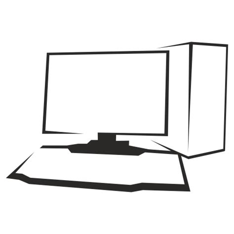 Free Vectors: Outlined Black & White Desktop PC | Free Vector