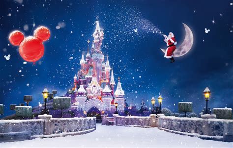 Wallpaper snow, lights, castle, holiday, magic, the moon, Paris, Christmas, lights, New year ...