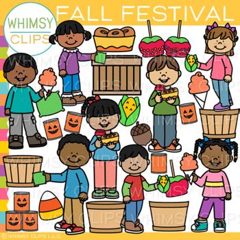 Kids Fall Festival with Games and Food Clip Art by Whimsy Clips | TPT