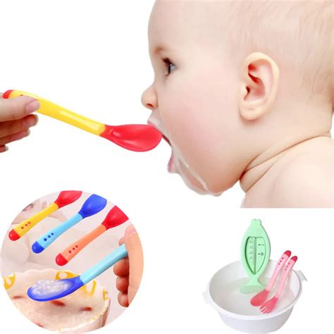 1pc Newborn Baby Silicon Spoons Baby Safety Temperature Sensing Kids Children Flatware Baby ...