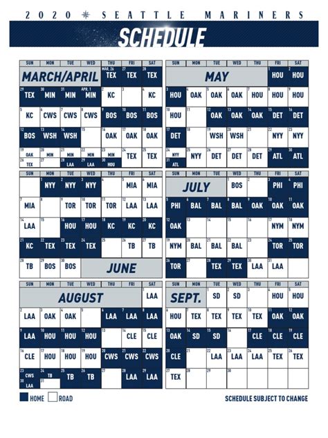 Mariners 2020 Schedule