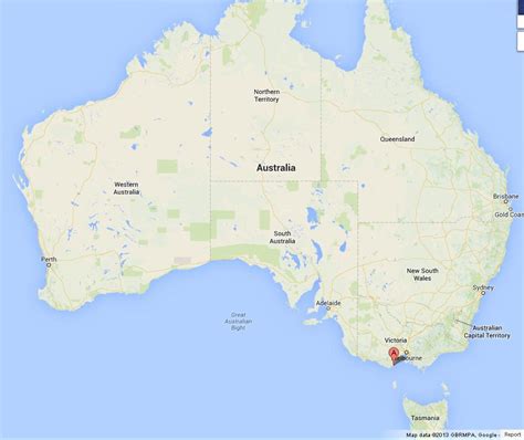 Great Ocean Road on Map of Australia