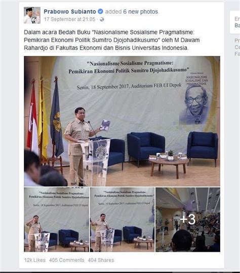 Prabowo's September 17 post on His Presence in Book Review about His ...