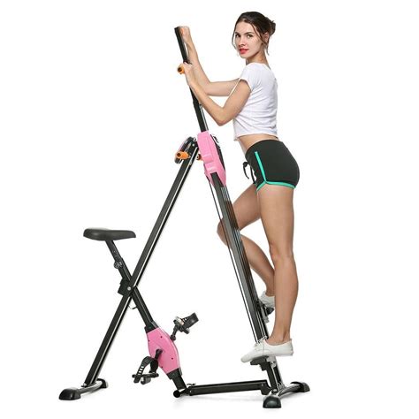 2 in 1 Total Body Vertical Climber Magnetic Exercise Bike Machine Folding Climbing Machine Stair ...