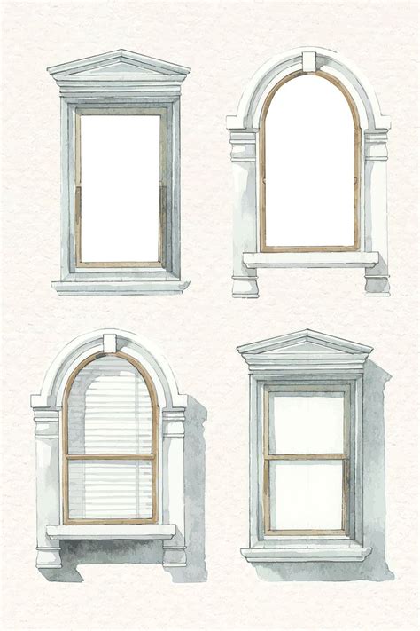 Window Architecture, Watercolor Architecture, Architecture Drawing Art, Window Sketch, Window ...