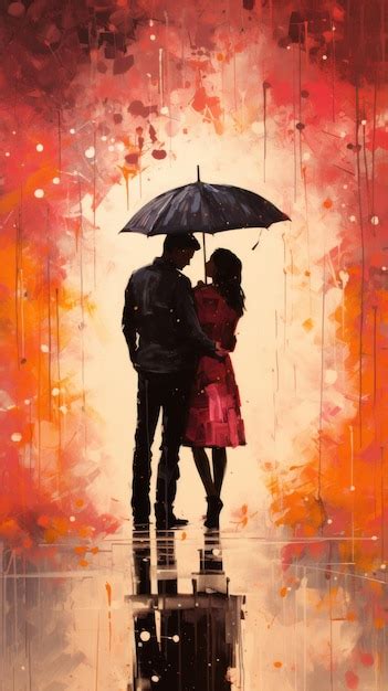 Premium AI Image | Couple under one umbrella in the rain