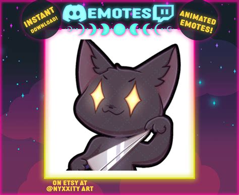 Animated Black Cat Knife Twitch Emote Funny Black Cat Emote - Etsy