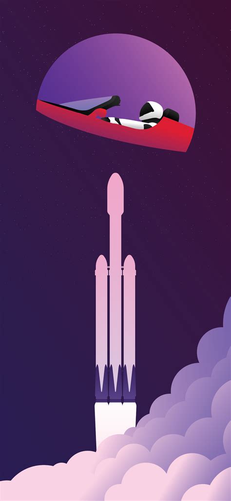 Falcon Heavy and Starman wallpaper I made [OC] : r/SpaceXLounge