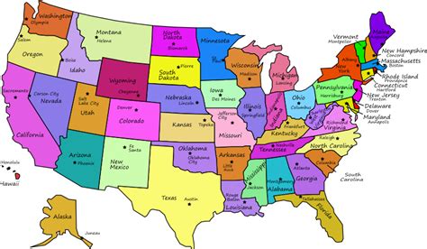 United States Map With Capitals, and State Names - Openclipart