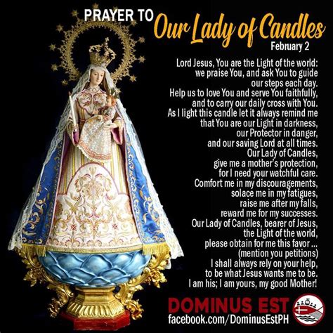 Prayer to Our Lady of Candles. 🙏🏼🕯 Our Lady of Candelaria, pray for us. Our Lady of Candles ...