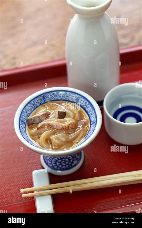 homemade ika no shiokara, salted fermented squid meat and liver, Japanese food Stock Photo - Alamy