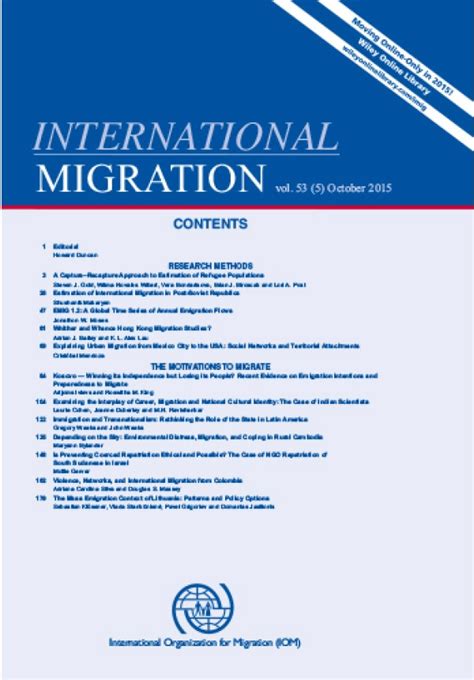 International Migration, Vol. 53(5) 2016 | IOM Publications Platform