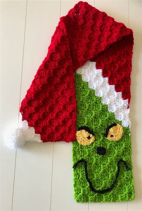 C2C Christmas Grinch Crochet Scarf Pattern Download when purchased Easy to make Made with H ...