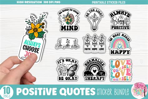 Positive Quotes Sticker Bundle Graphic by Design's Dark · Creative Fabrica