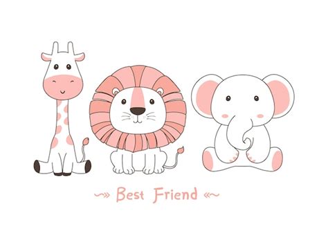 Premium Vector | Best friend forever lion