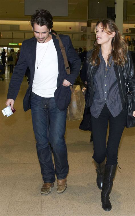 Colin Farrell and Alicja Bachleda-Curus arriving at Heathrow Airport ...