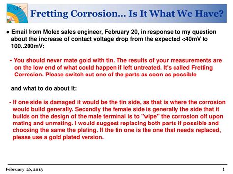 PPT - Fretting Corrosion… Is It What We Have? PowerPoint Presentation - ID:2808477