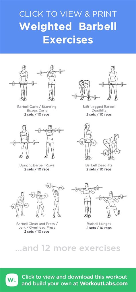 Weighted Barbell Exercises – click to view and print this illustrated ...