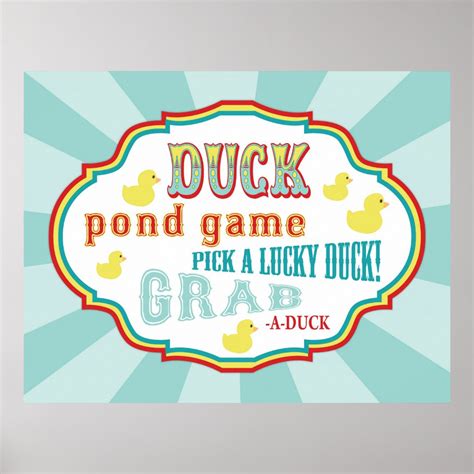 Carnival or Circus Duck Pond Game Sign | Zazzle