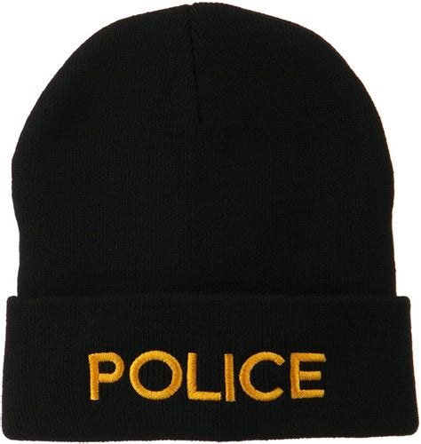 Amazon.com: e4Hats.com Police Embroidered Long Cuff Beanie - Black OSFM ...