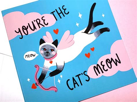 You're the Cat's Meow Valentines Card 140x140mm | Etsy