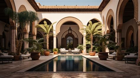 Premium AI Image | Moroccan riad reflecting the distinctive architecture