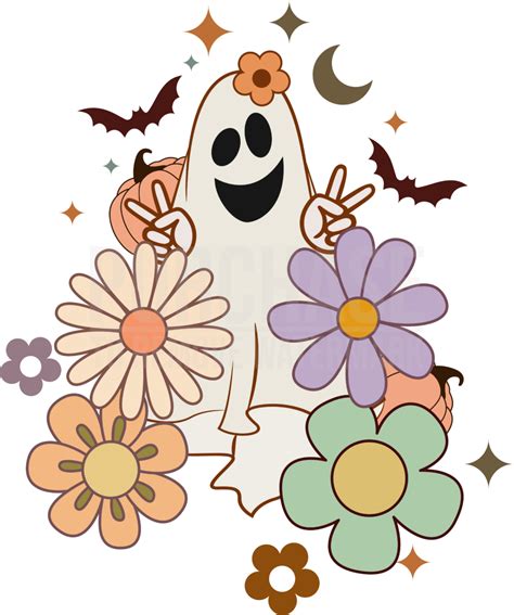 Floral Ghost Svg, Funny Halloween Svg, Groovy Halloween Shirt Svg Halloween Ghosts, Halloween ...