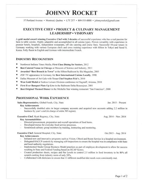 Executive Chef Resume