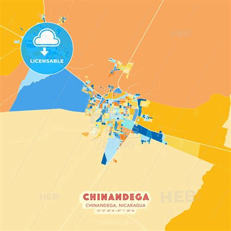 Chinandega, Chinandega, Nicaragua blue and orange vector art map ...