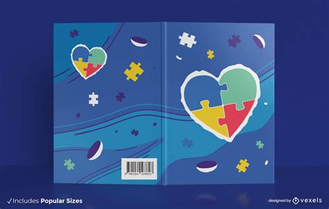 Puzzle Heart Book Cover Design Vector Download