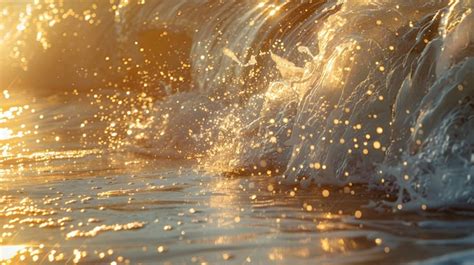 Premium Photo | Close up of sea waves in the morning with sparkling sun Bokeh sunset light on ...