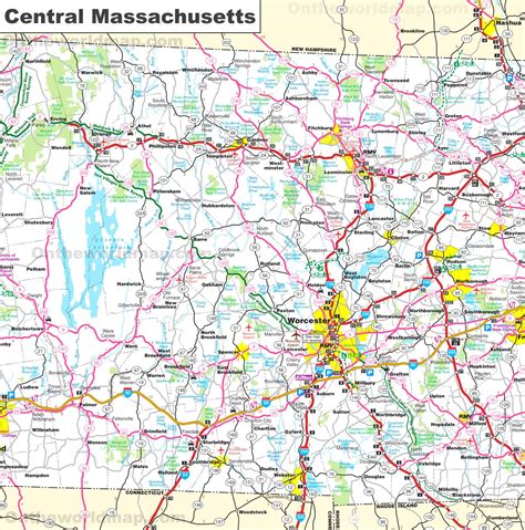 Map of Central Massachusetts - Ontheworldmap.com