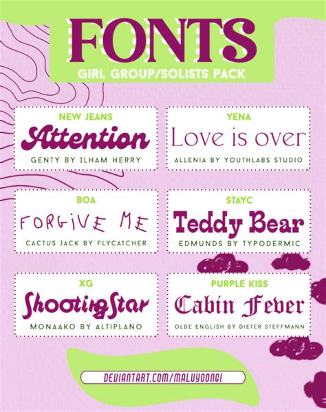 FONTS PACK #001 (New Jeans, XG, Yena and +) by MaluYoongi on DeviantArt