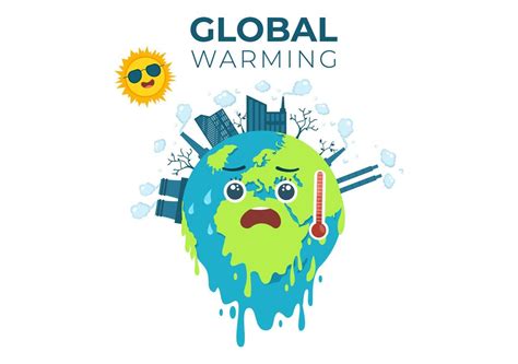 Global Warming Cartoon Style Illustration with Planet Earth in a ...