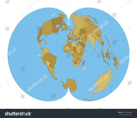 World Map American Polyconic Projection Map Stok Vektör (Telifsiz) 1592869843 | Shutterstock