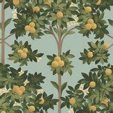 Orange Blossom by Cole & Son - Orange & Spring Green on Parchment - Wallpaper : Wallpaper Direct