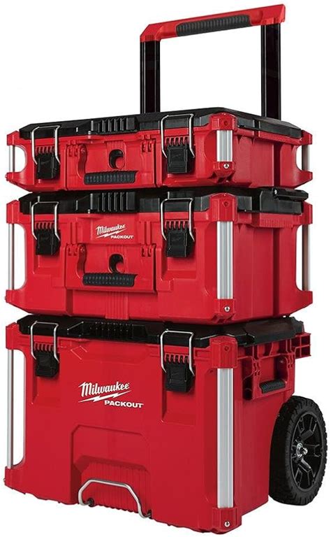 Milwaukee 22 in. Packout Rolling Modular Tool Box Stackable Storage System, Designed for Harsh ...