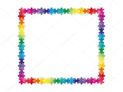 Multicolor jigsaw puzzle frame border — Stock Vector © iterum #67029271