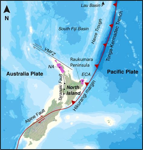 Tectonic Map of the New Zealand region showing the Tonga‐Kermadec... | Download Scientific Diagram