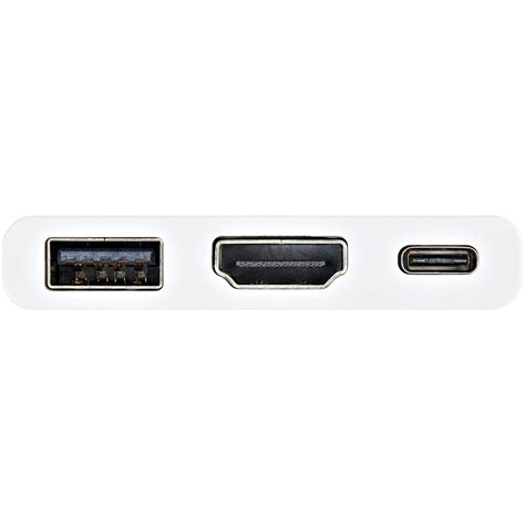 Startech .com .com USB C Multiport Adapter with HDMI 4K & 1x USB 3.0PDMac & WindowsWhite USB ...