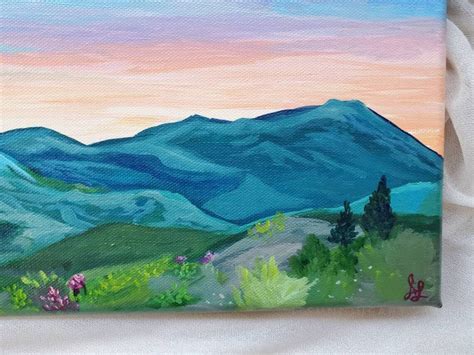 Colorful Mountain Sunset Acrylic Painting on Canvas Original - Etsy