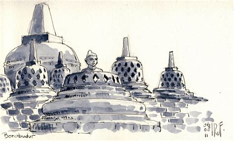 Borobudur, Java | Flickr - Photo Sharing! Watercolor Architecture, Architecture Sketch, Temple ...